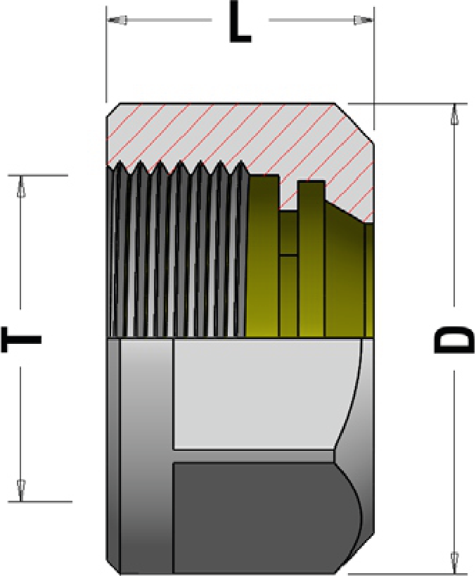 Technical dimension drawing of ER Clamping Nuts — Hex (ER-A) 36CCNER11A, DIN 6499
