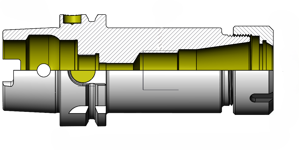 Technical dimension drawing of ER Collet Chucks 47HSKA63ER32100 — HSK-A shank, DIN 6499 / ISO 15488