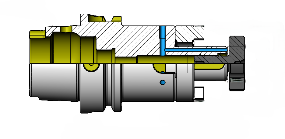 Technical dimension drawing of Combi Shell Mill Adapters (CSMA) 47HSKA100CSMA1665 — HSK-A shank, ISO / DIN