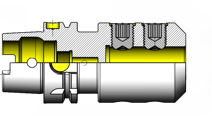 Technical dimension drawing of End Mill Holders (Weldon WE) 47HSKA63WE0865 — HSK-A shank, DIN 1835-B / Weldon