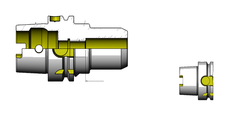 Technical dimension drawing of HydroGrip Heavy-Duty Chucks (HYDH) 47HSKA100HYDH2090 — HSK-A shank, Hydraulic clamping