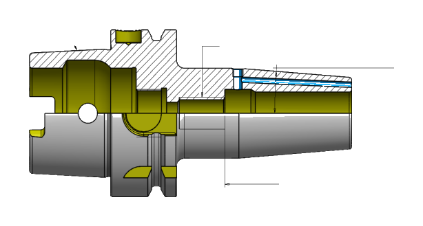 Technical dimension drawing of Shrink Fit Holders (SFH) 47HSKA100SFH20105 — HSK-A shank, DIN 69882-8