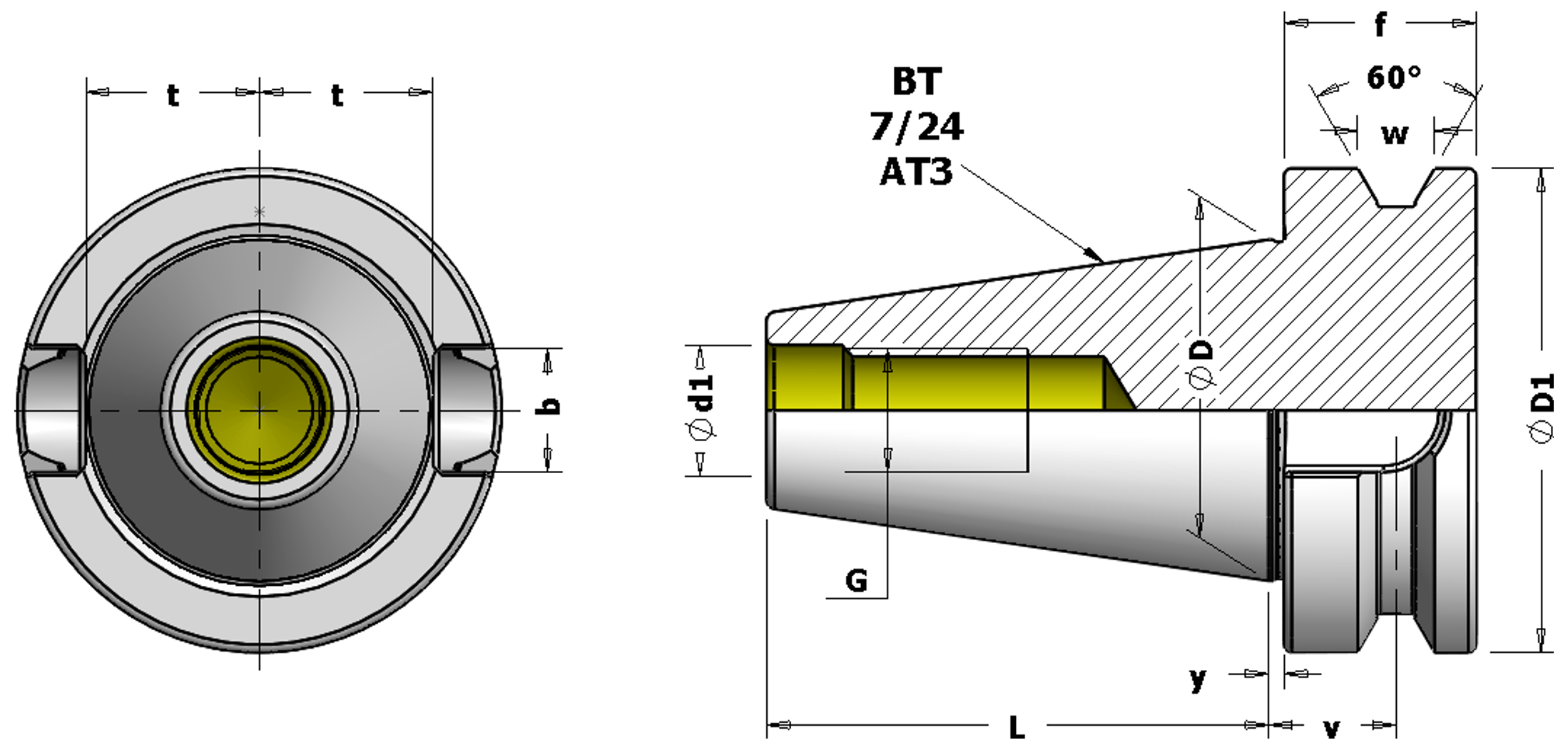 MAS-BT Shank — dimensioned drawing